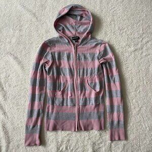 2000s Pink and Grey Bebe Bling Sweater